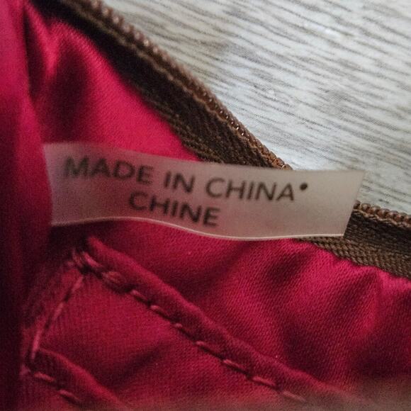 Coach Peyton Signature Brown & Pink Wristlet Gold Logo Card Holder Wallet Pouch - Picture 10 of 15